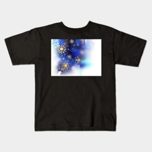 Grunge Background with Gold Snowflakes Kids T-Shirt